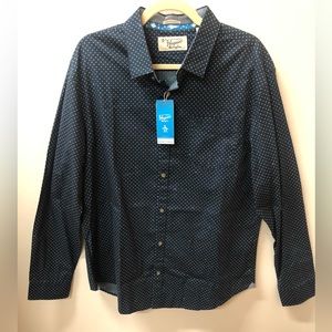 Penguin by Munsing Mens long sleeve Navy Polka Dot Button down shirt sli…